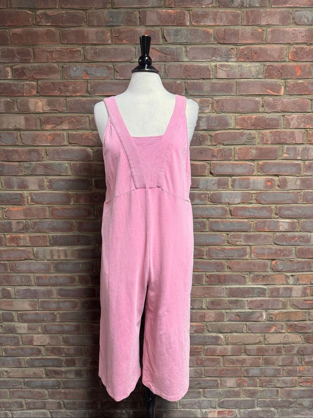 Oddi Women’s Mineral Washed Sleeveless Wide Leg Crop Jumpsuit Sz Large NEW